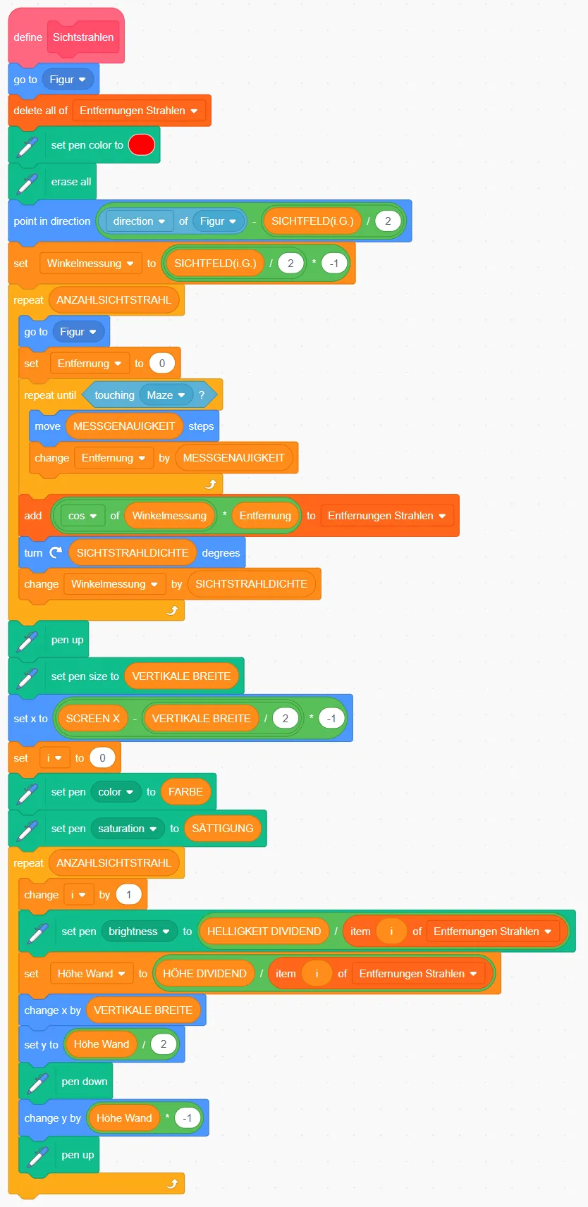 The main code block of the Scratch raycaster